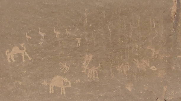 Petroglyphs in Wadi Rum, Jordan stock photo