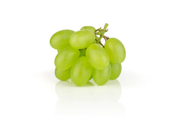 fresh green grape isolated on white - luminant imagens e fotografias de stock