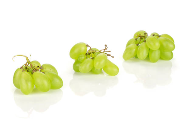 fresh green grape isolated on white - luminant imagens e fotografias de stock