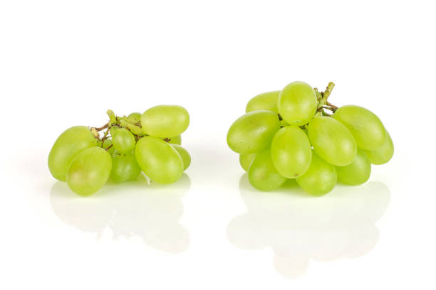 fresh green grape isolated on white - luminant imagens e fotografias de stock