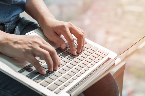 Digital lifestyle blog writer or business person using smart device working on internet communication technology