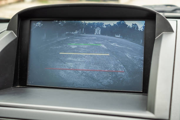 istock Car rear view video camera screen monitor display 1166298354