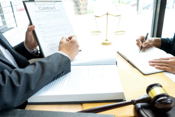 istock Lawyer or judge gavel with balance work with client 1166304699