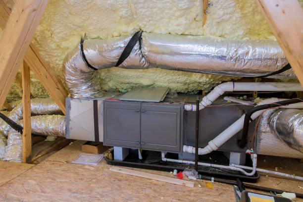 installation of heating system on the roof of the pipe system of heating closeup Heating system installation of system on the roof of the pipe system of heating closeup air duct photos stock pictures, royalty-free photos & images