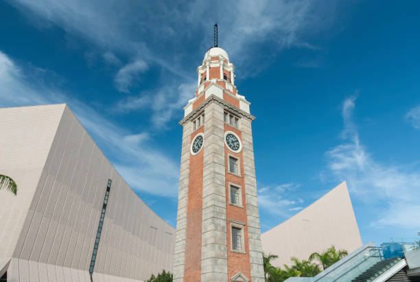 Historical landmark clock tower in Hong Kong city