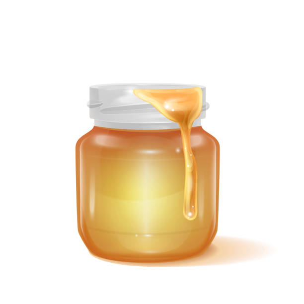 istock A glass pot full of honey and honey drop, Vector illustration isolated on white 1166307330