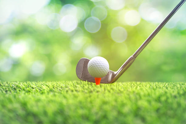 istock Collection of golf equipment resting on green grass. 1166308098