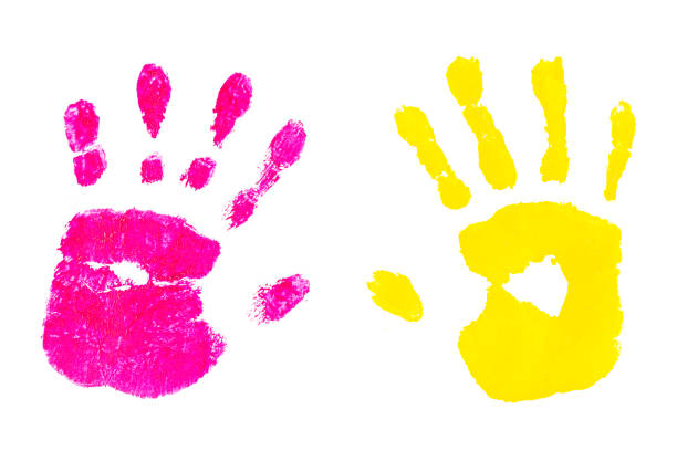istock Handprint by children isolated on a white background 1166308203