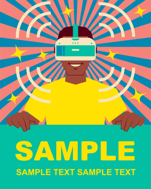 Smiling African ethnicity boy wearing Virtual reality glasses (VR interface) and holding blank sign Unique Characters Vector art illustration.
Smiling African ethnicity boy wearing Virtual reality glasses (VR interface) and holding blank sign. education registration event stock illustrations