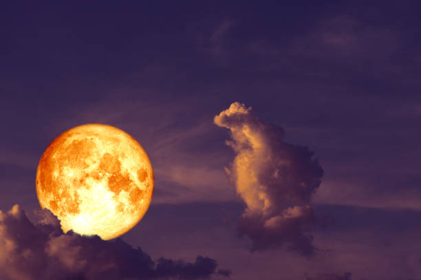 istock full blood strawberry moon back on silhouette cloud on sunset sky 1166309839