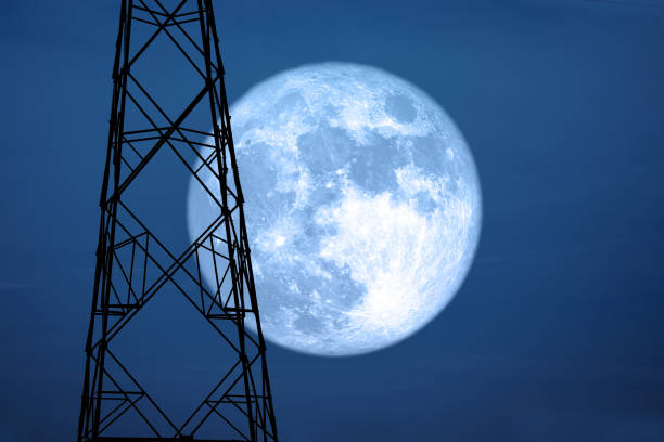 istock full harvest moon on sky and silhouette power electric pole 1166310189