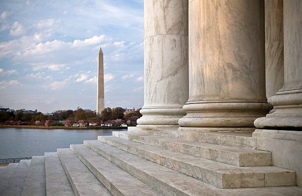 Jefferson Memorial with Washington Monument in background stock photo