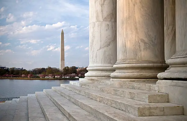 Photo of Jefferson Memorial with Washington Monument in background