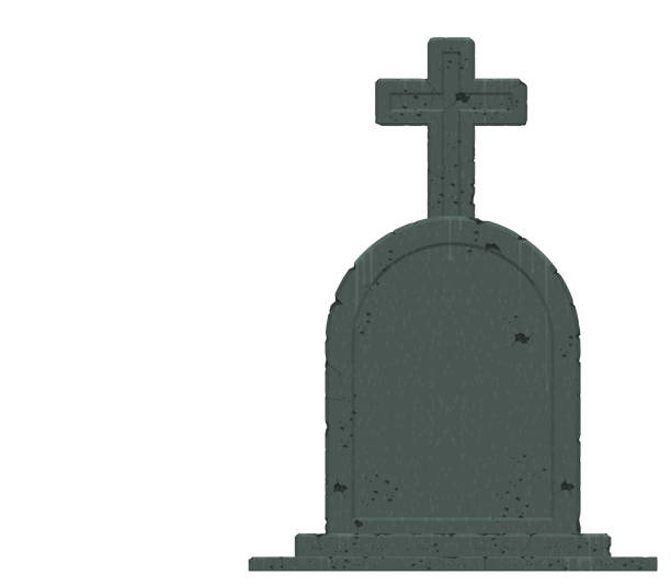 An isolated gravestone on transparent background An isolated gravestone on transparent background rood stock illustrations