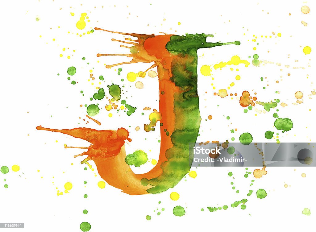 Watercolor paint - letter J  Abstract stock illustration