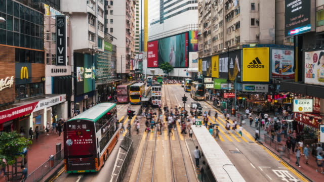 4K Time lapse crowd of Pedestrians crossing over the crosswalk in Causeway Bay, Hong Kong