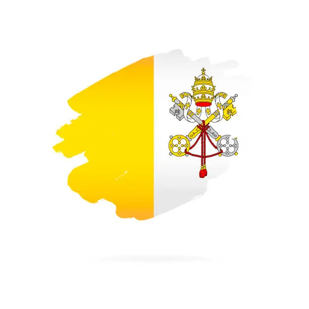 Vector illustration of Vatican flag. Vector illustration on a white background. Brush strokes