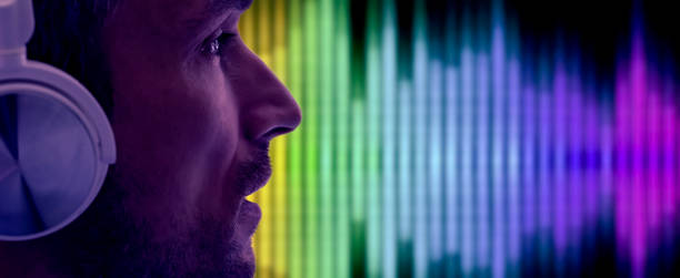 istock Man wearing a headset with music equalizer in  background 1166334173
