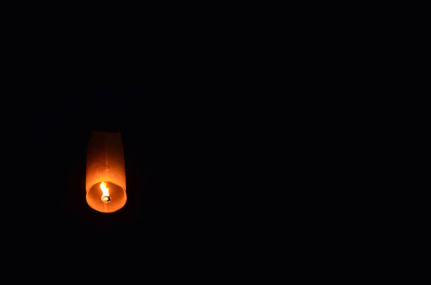 istock Sky Lanterns floating on the night sky with copy space. 1166335066