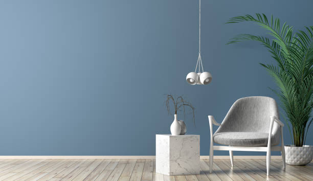 istock Interior with gray armchair and marble coffee table 3d rendering 1166335493