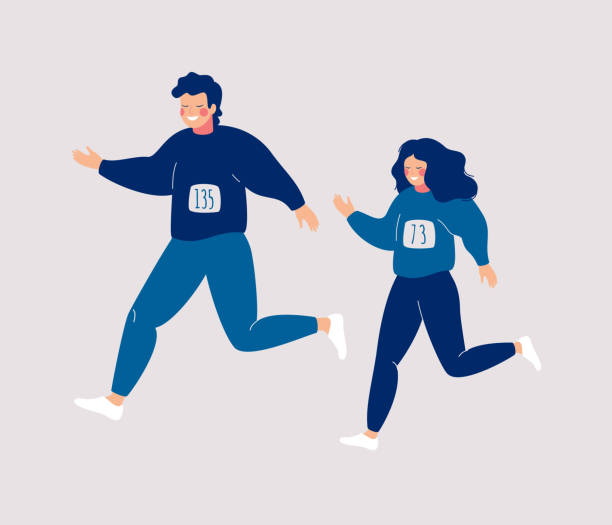 Cartoon Young People Running Or Jogging For Fitness In Sportswear Stock  Illustration - Download Image Now - iStock