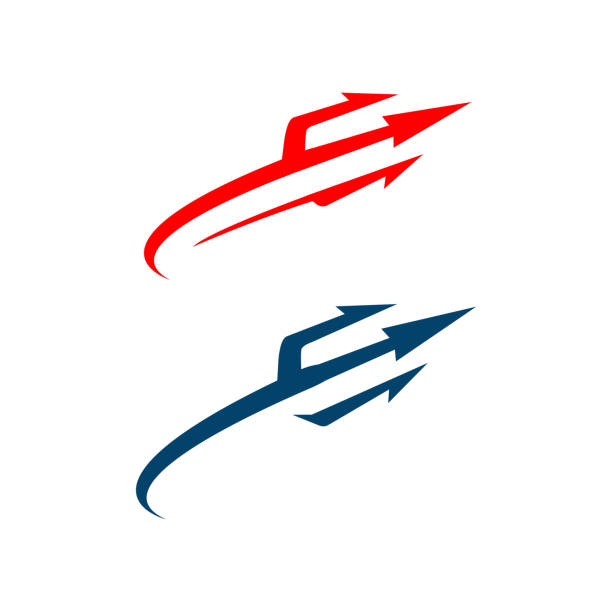 einfache marke trident logo vektor marke design - trident stock-grafiken, -clipart, -cartoons und -symbole