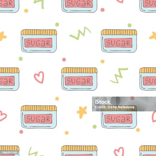 Simple Sugar Pattern Seamless Pattern With Doodle Sugar Containers Stock Illustration ...