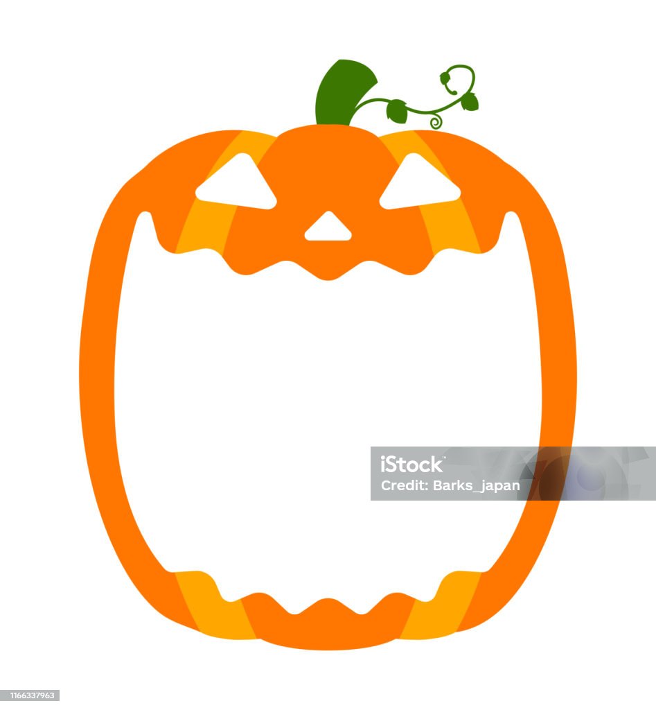 Cabeza de calabaza de Halloween (jack o linterna) ilustración (boca abierta) / espacio de texto - arte vectorial de Calabaza gigante libre de derechos