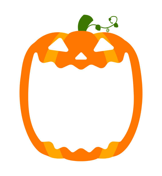 ilustraciones, imágenes clip art, dibujos animados e iconos de stock de cabeza de calabaza de halloween (jack o linterna) ilustración (boca abierta) / espacio de texto - halloween pumpkin party carving