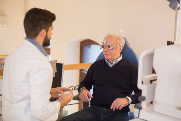 istock Senior man on an eye exam 1166338175