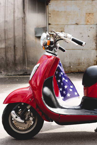 istock side view of red vwith American flag on handle 1166339917