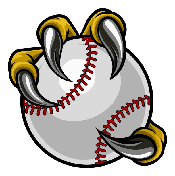 Eagle Bird Monster Claw Holding Baseball Ball Eagle, bird or monster claw or talons holding a baseball ball. Sports graphic. claw stock illustrations