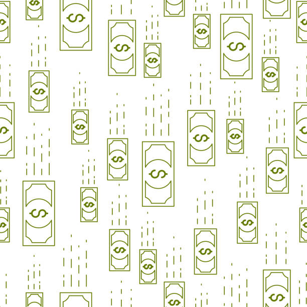 ilustrações de stock, clip art, desenhos animados e ícones de money cash falling seamless background, dollar currency money signs, backdrop for financial business website or economical theme ads and information, vector wallpaper or web site background. - bg