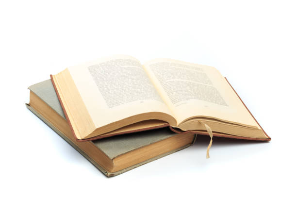istock vintage old hardcover books on white background - Image 1166344399