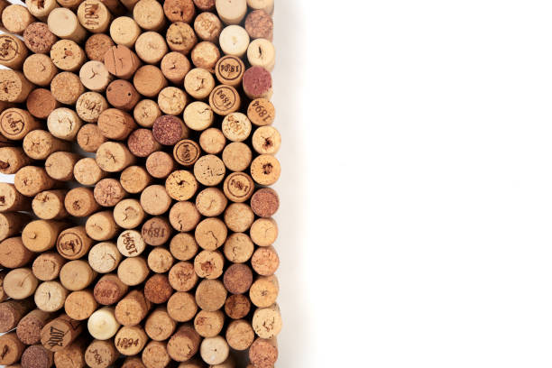 istock Butt ends of wine corks with white space for your own text 1166344511