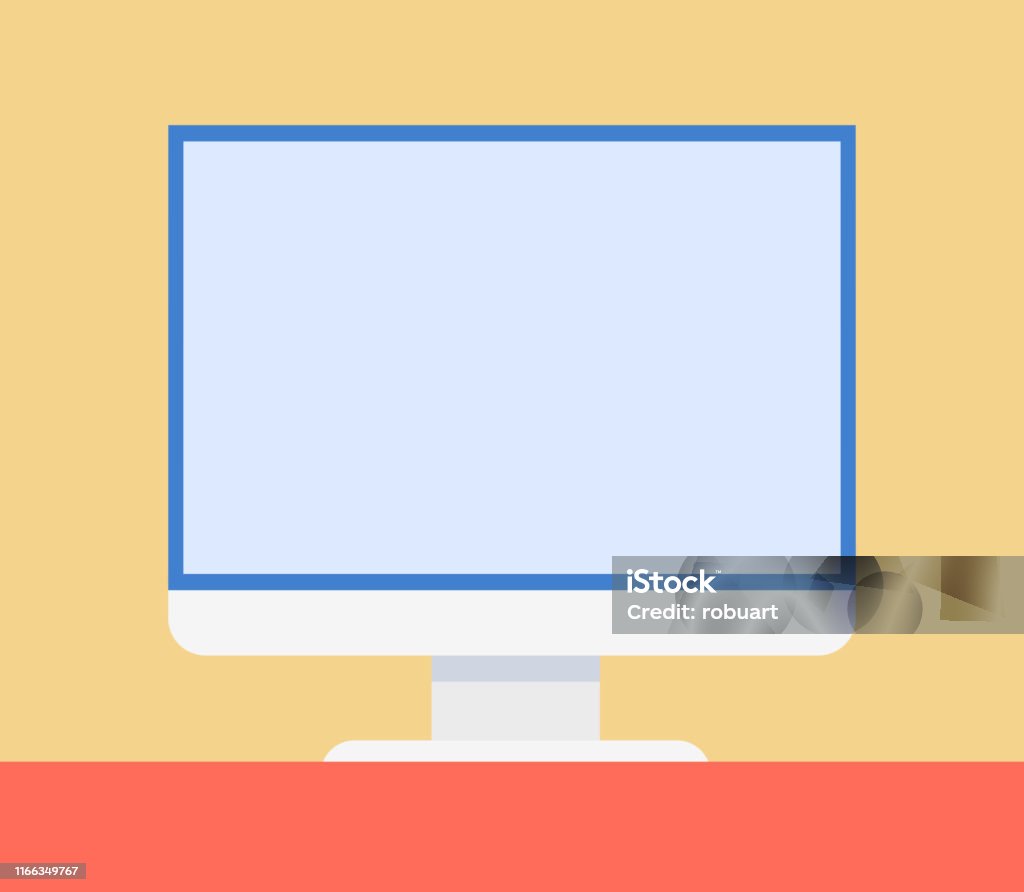 Computer Empty Screen Closeup Vector Illustration Stock Illustration ...