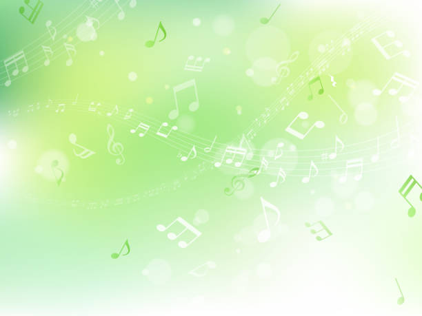 녹색 잎과 지팡이 태양광 이미지 - music background stock illustrations