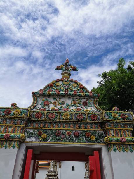 istock Unretouched Thai -Chinese temple style with blue sky 1166354680