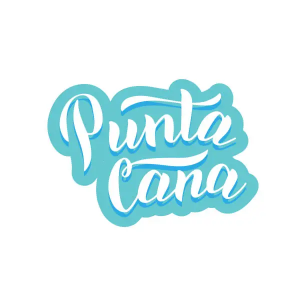 Vector illustration of Punta Cana typography logo. Trendy lettering text for postcard, shirt, souvenir design. Vector eps 10.