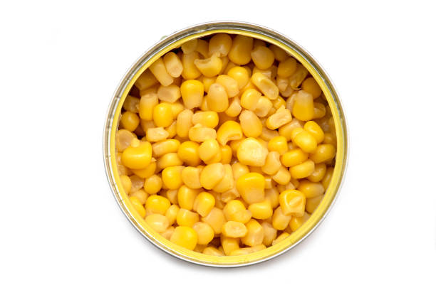 istock Canned Corn in aluminum Can isolated on white background. Top view 1166360449