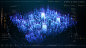Futuristic Holographic Digital Matrix Cyber City