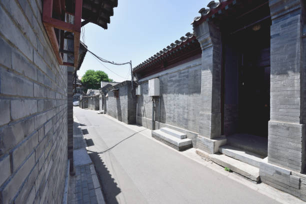 Side View of hutong at sunny day, Beijing, China.