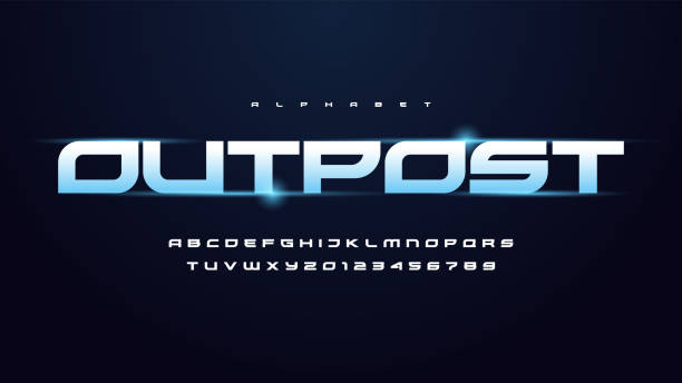 ilustrações de stock, clip art, desenhos animados e ícones de vector modern technology alphabet, creative characters set - futurista