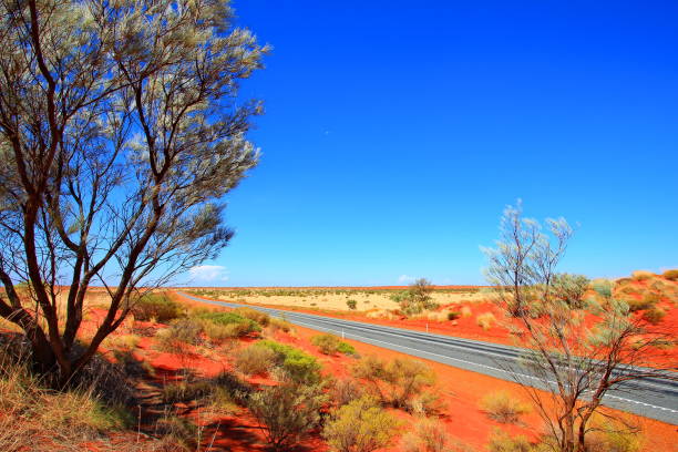 Shiny red Australian outback stock photo