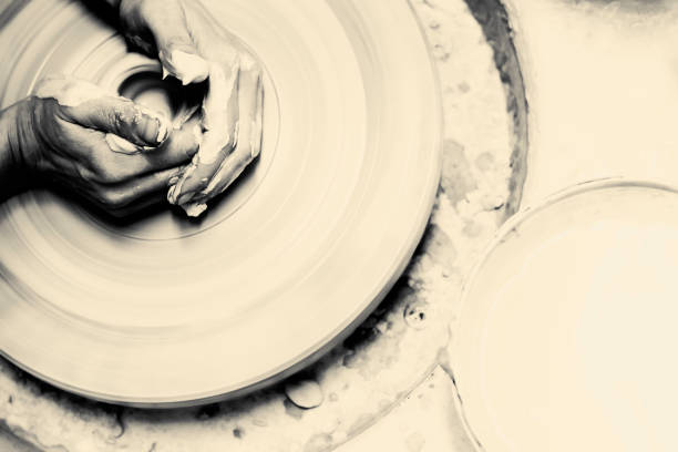 working, pottery, monochrome, art,