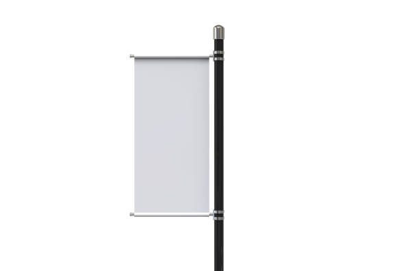 istock Blank pole banner mock up template on isolated white background, ready for design presentation, 3d illustration 1166366167