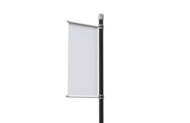 istock Blank pole banner mock up template on isolated white background, ready for design presentation, 3d illustration 1166366168