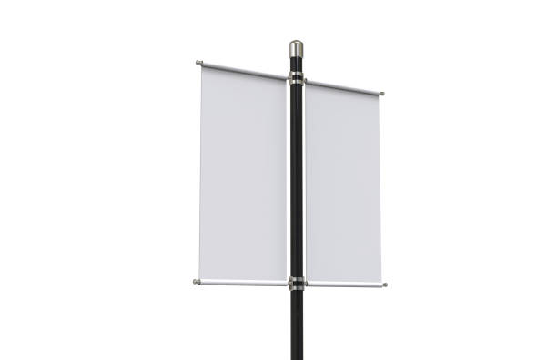 istock Blank pole banner mock up template on isolated white background, ready for design presentation, 3d illustration 1166366171