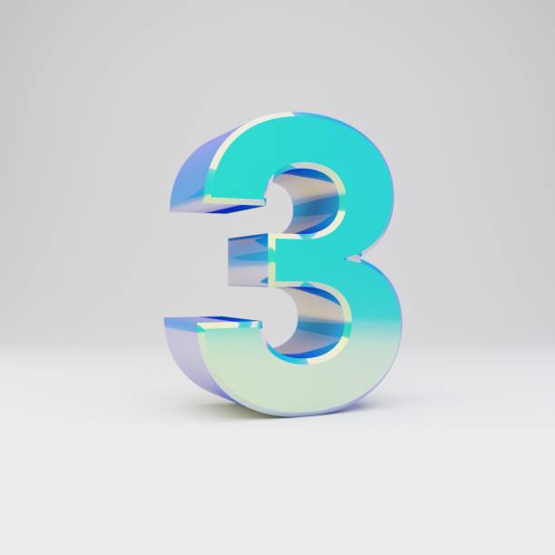 istock Sky blue 3d number 3. Metal font with glossy reflections and shadow isolated on white background. 1166366193