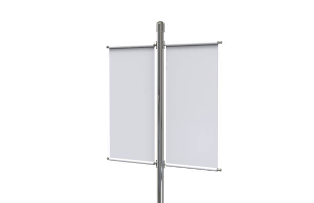 istock Blank pole banner mock up template on isolated white background, ready for design presentation, 3d illustration 1166366251